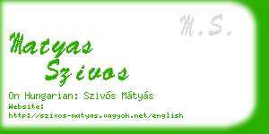 matyas szivos business card